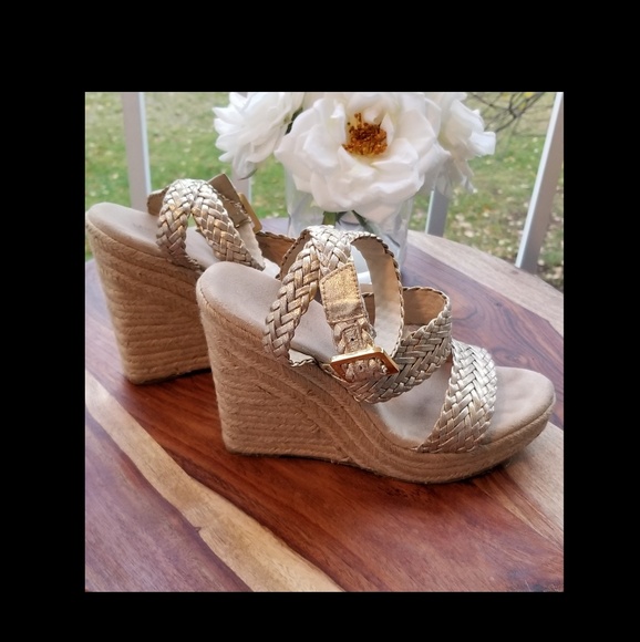 Michael Kors Shoes - Cute Michael Kors Metallic Gold Wedges